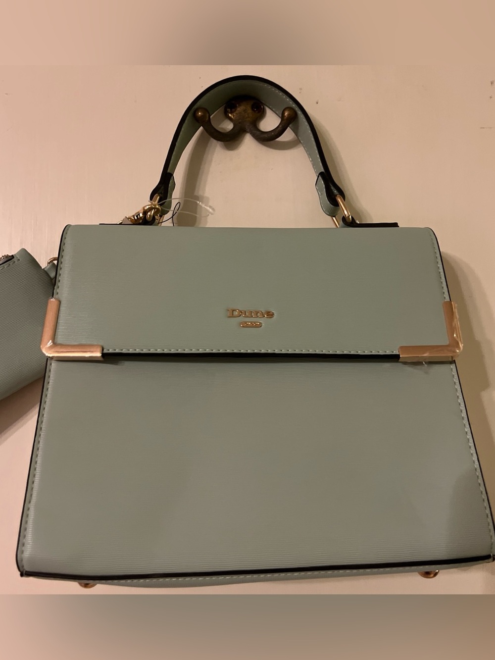 Dune London Mint White Satchel Crossbody Purse Bag Elegant Structured Coin NWOT - Picture 2 of 16